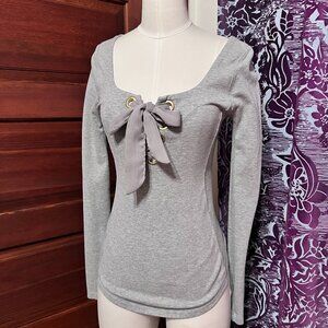 Free People Looking Back Lace Up Grey long sleeve top▪️size S